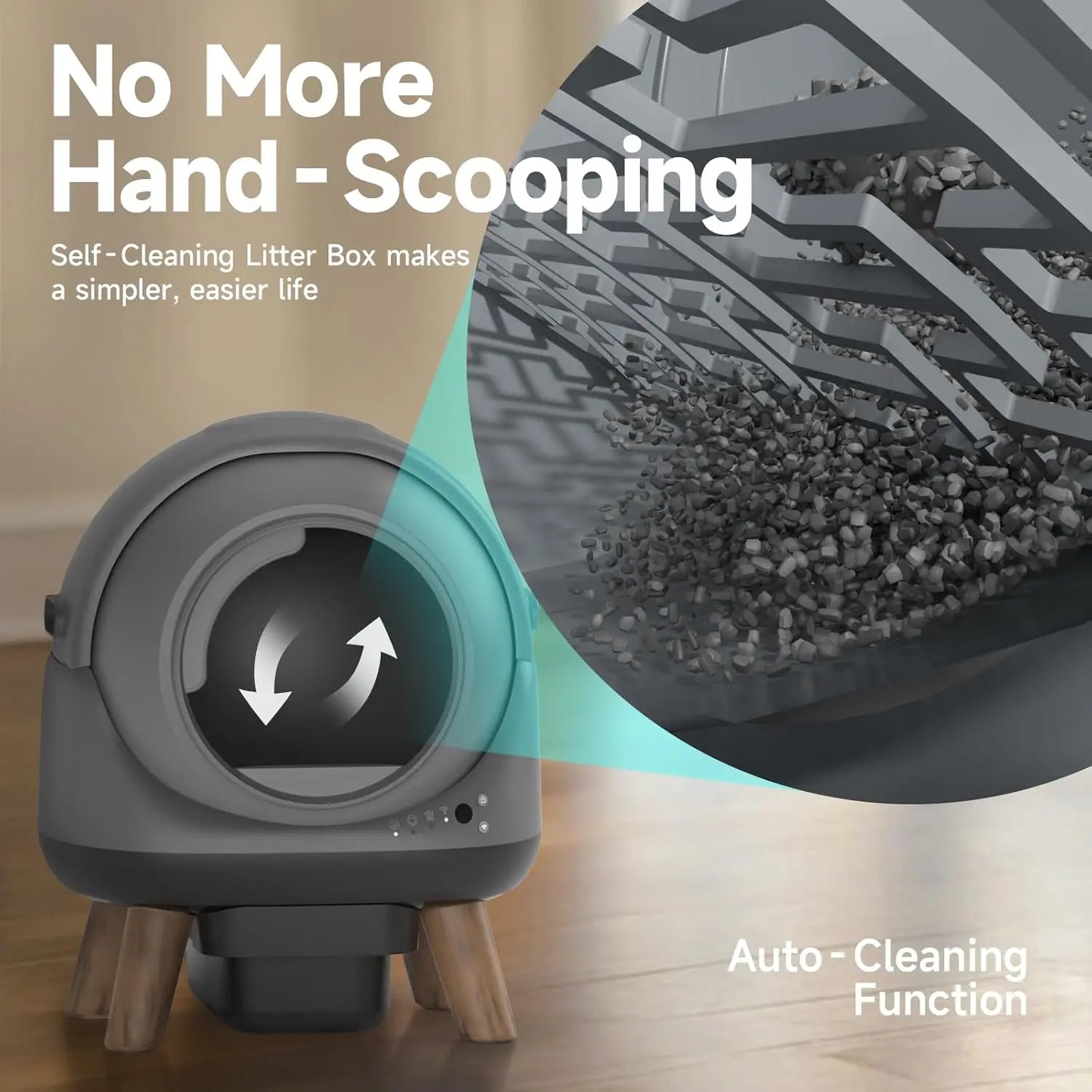 Self Cleaning Automatic Litter Box For Multiple Cats With App