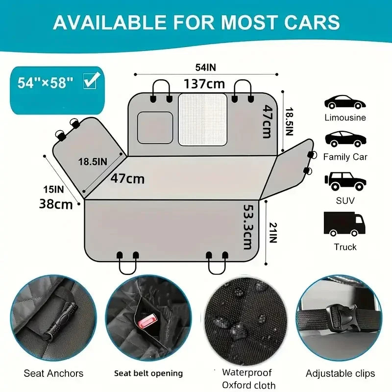 Waterproof Dog Car Seat Cover Hammock Nonslip Scratch Resistant
