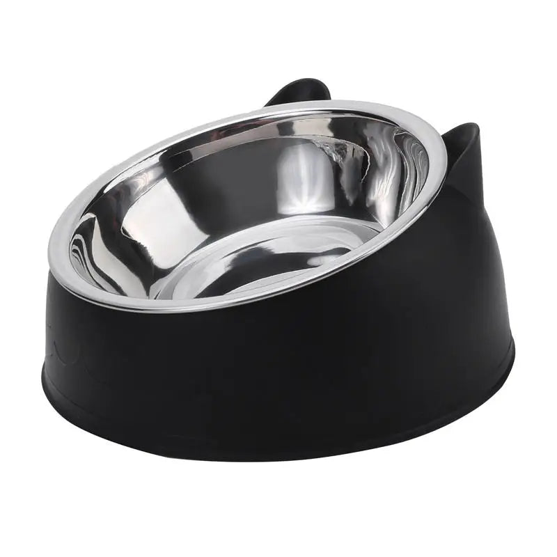 Inclined Cat And Dog Feeding Bowls Kitten Puppy Stainless Steel