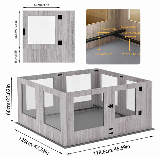 High-concerned Tempered Glass Pet Whelping Box With Pad