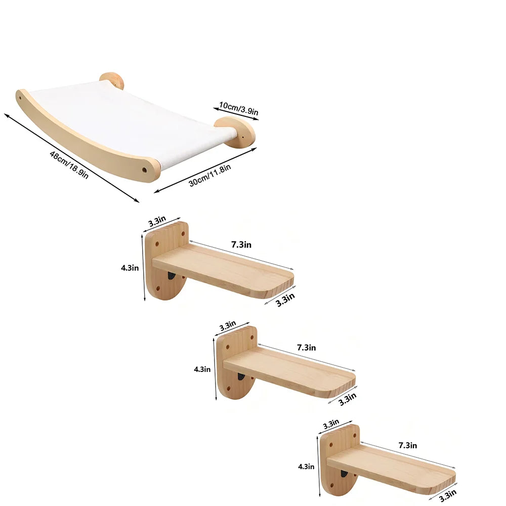 CWV Wall Mounted Cat Hammock Stairway And Sisal Scratching Shelf