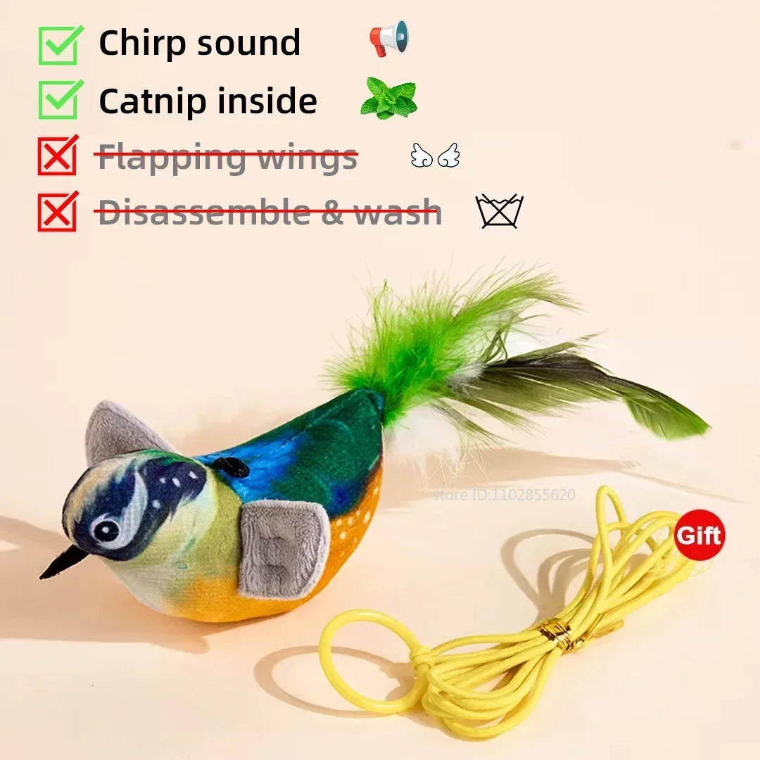 Bird Shaped Cat Toy Rechargeable Chirping Flapping Squeak Plush