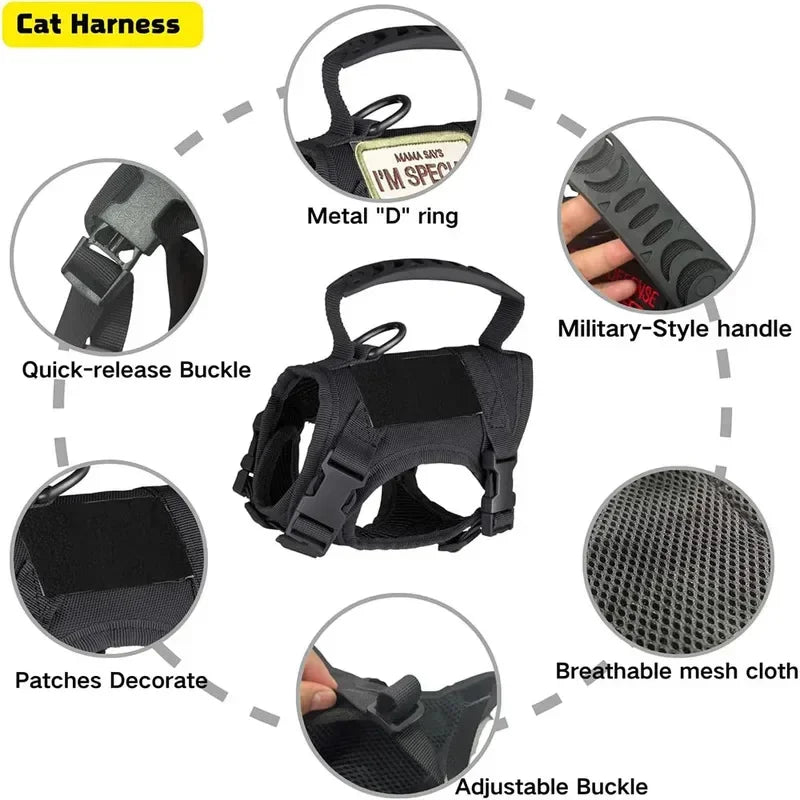Decoration Ribbons Tactical Cat Dog Harness Leash Soft Mesh Vest