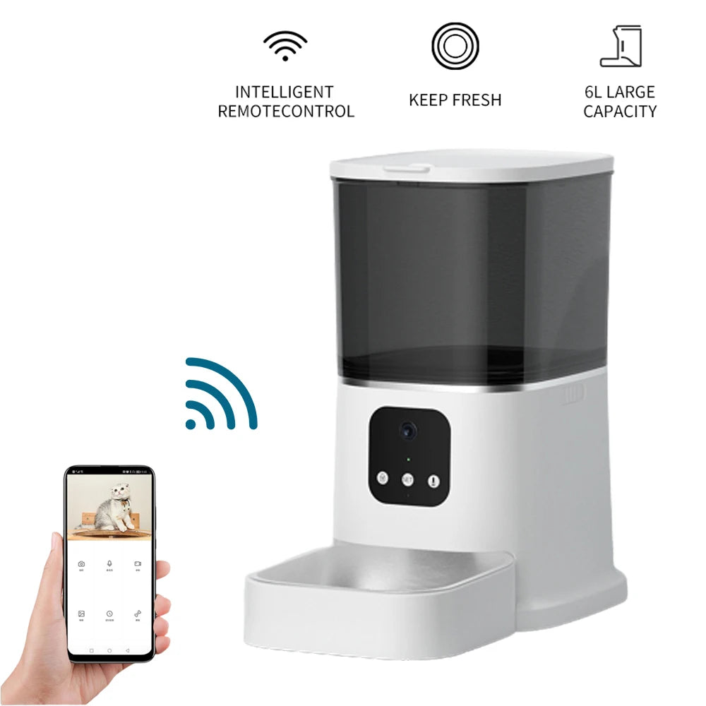 Automatic Pet Feeder With Voice Recording For Cats And Dogs