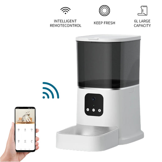 Automatic Pet Feeder With Voice Recording For Cats And Dogs