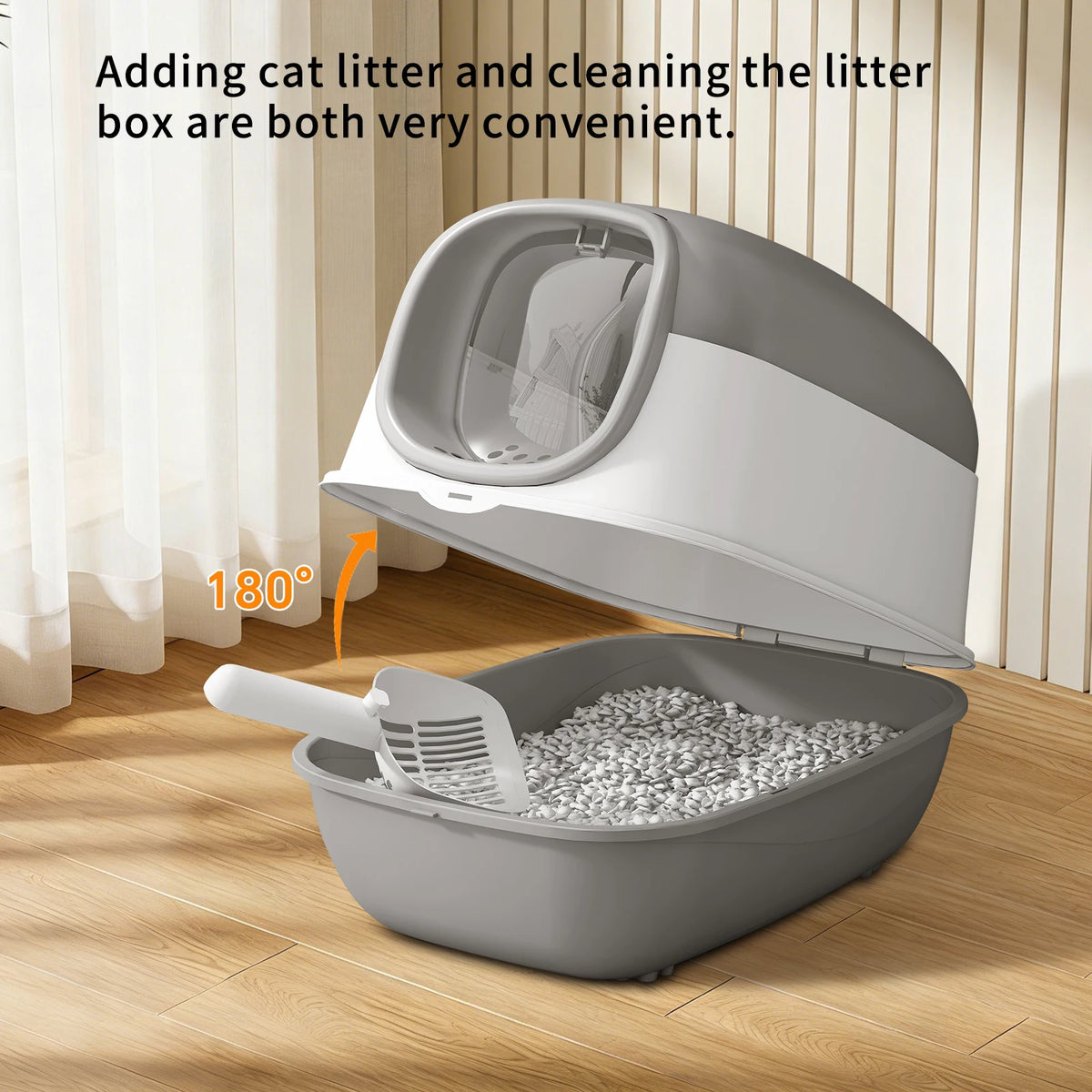 Switchable Open Semi Enclosed Cat Litter Box For Multi Cats