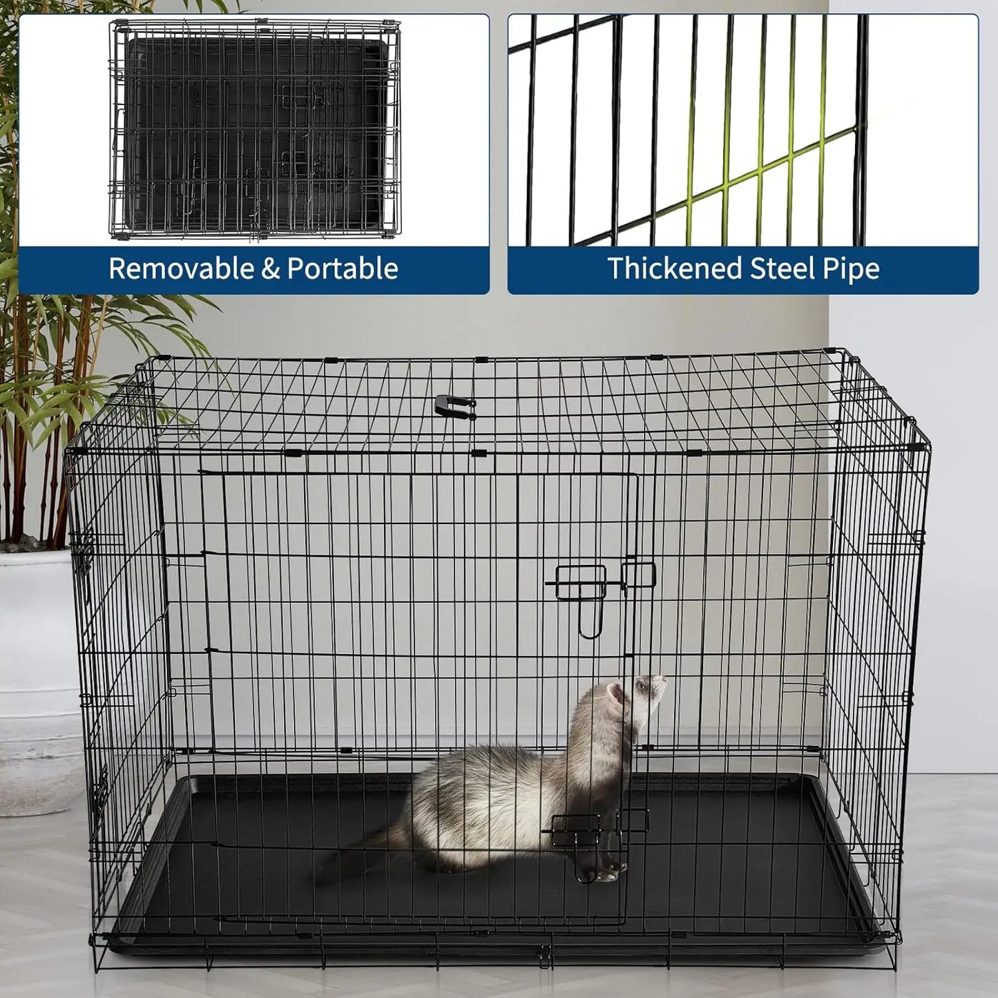 HiMISSCN Rabbit Cage Portable Folding Slide Out Tray