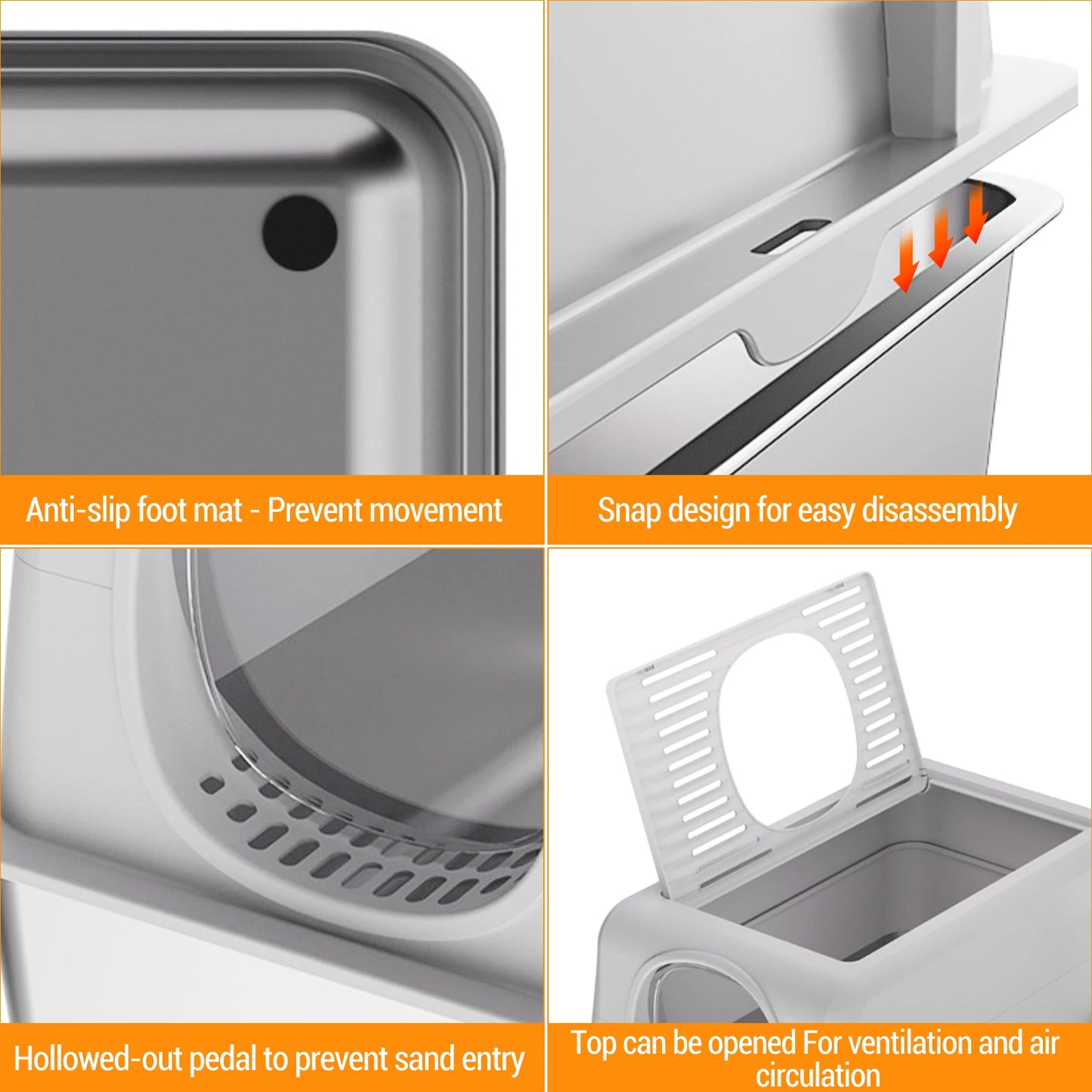TWISTER.CK Stainless Steel Cat Litter Box Top Front Entry
