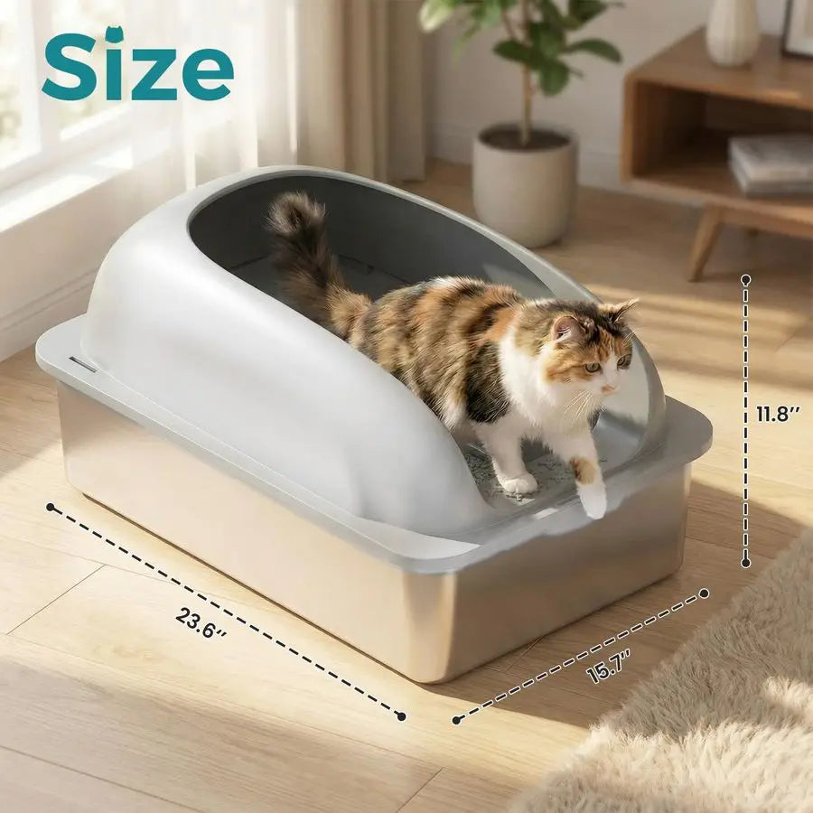 Stainless Steel Cat Litter Box With Lid For Easy Cleaning