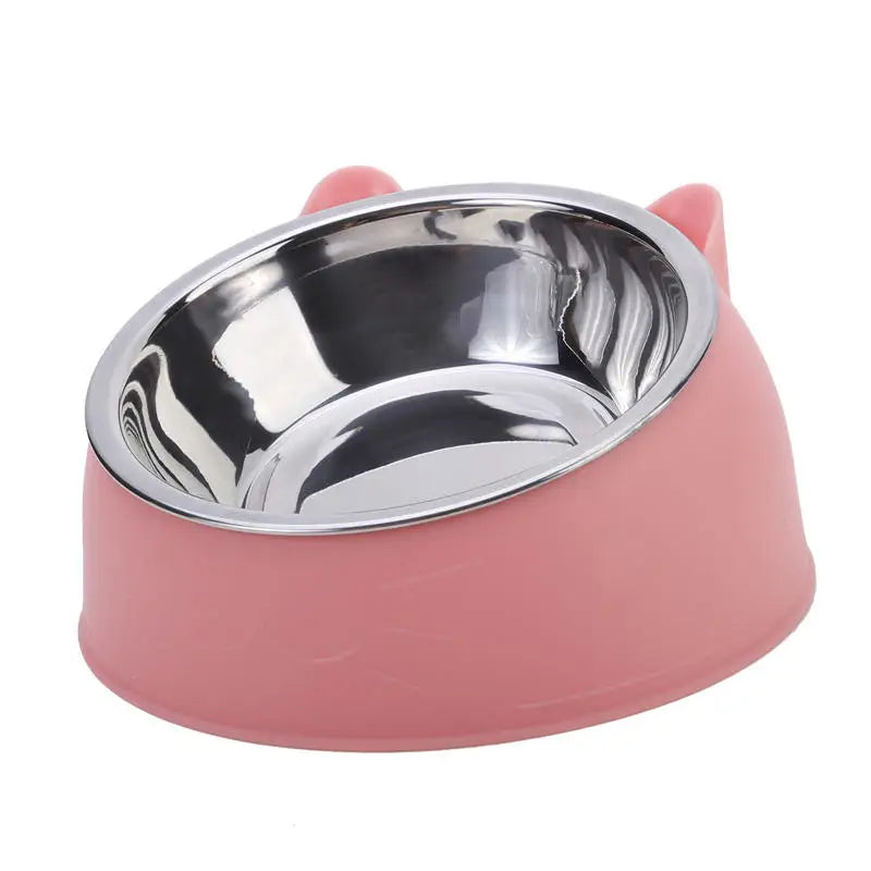 Inclined Cat And Dog Feeding Bowls Kitten Puppy Stainless Steel