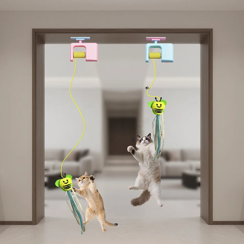 Booteely Interactive Hanging Cat Toy With Retractable String Feathers