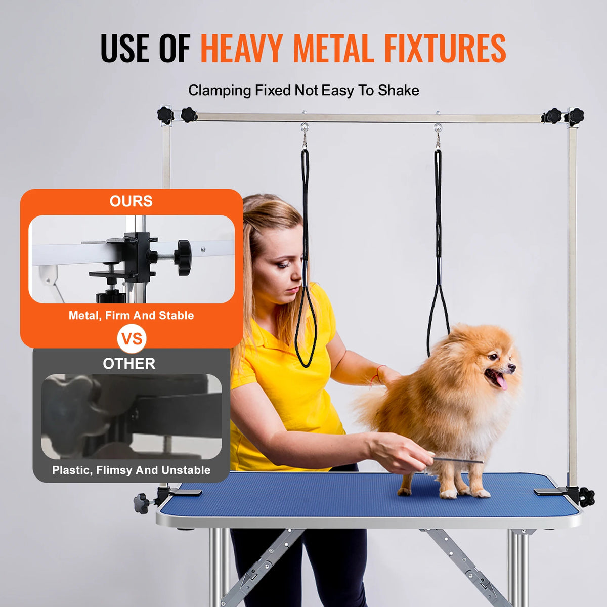 SucceBuy Foldable Dog Grooming Table With Adjustable Arms