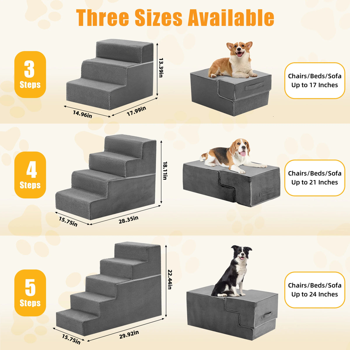 Curved Foam Dog Stairs Ramp Non Slip Indoor Climbing Aid