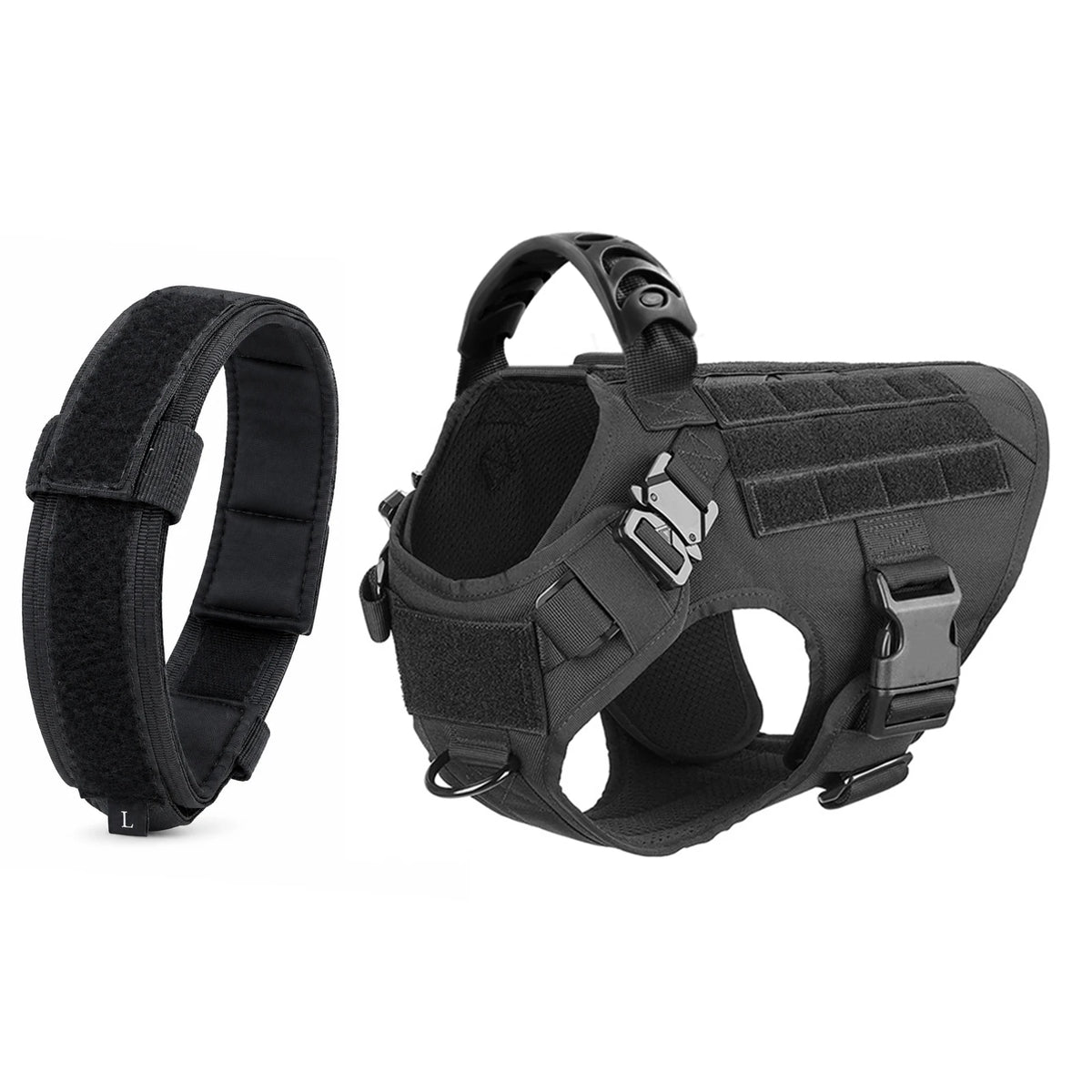 PETRAVEL Adjustable Tactical Dog Harness And Collar Set