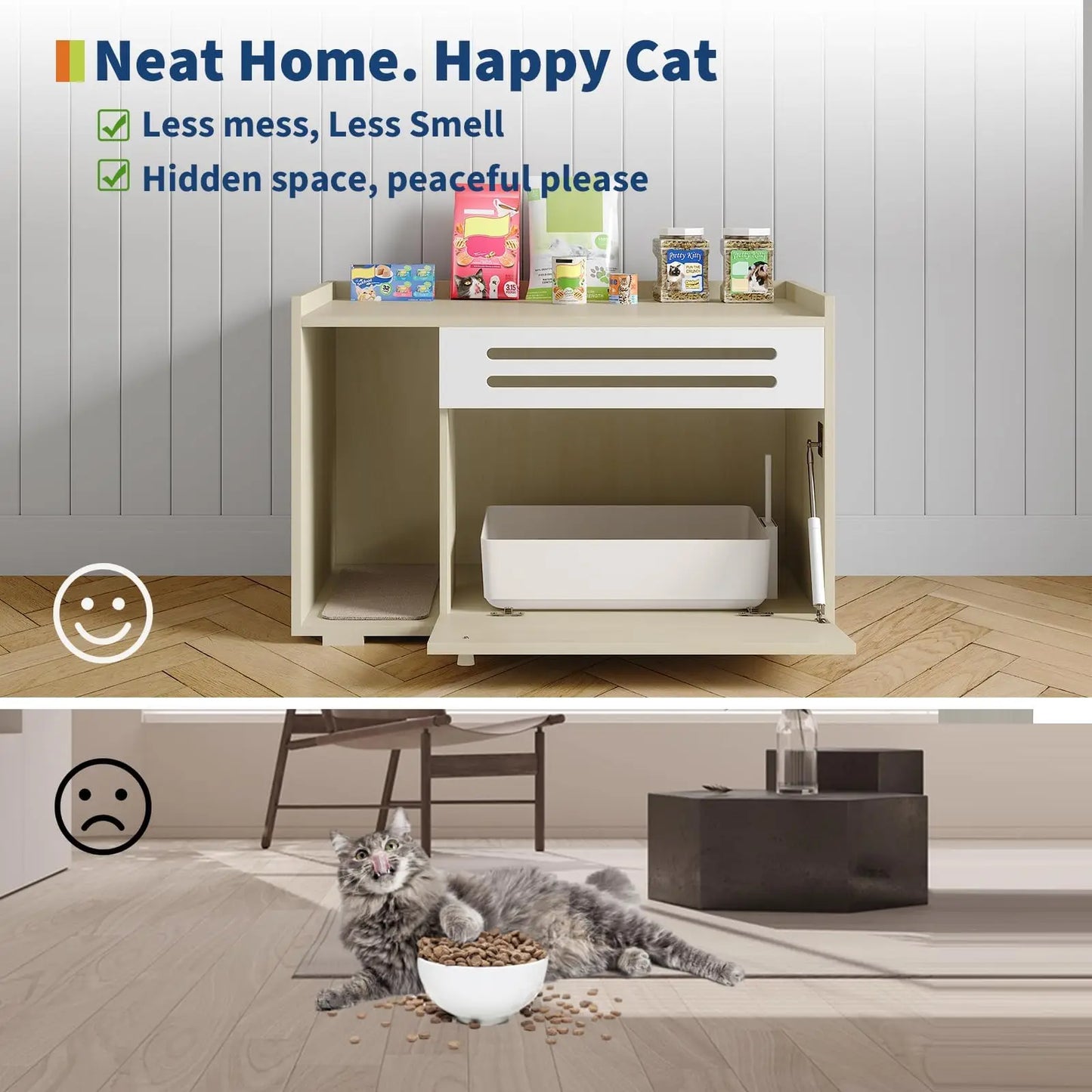 Studyset Cat Litter Box Furniture With Flip Down Door