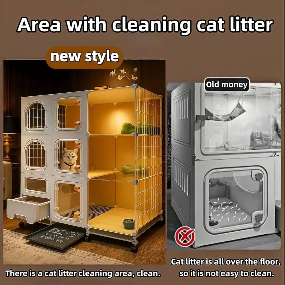 Indoor Cat Cage With Litter Box And Accessory Bundle