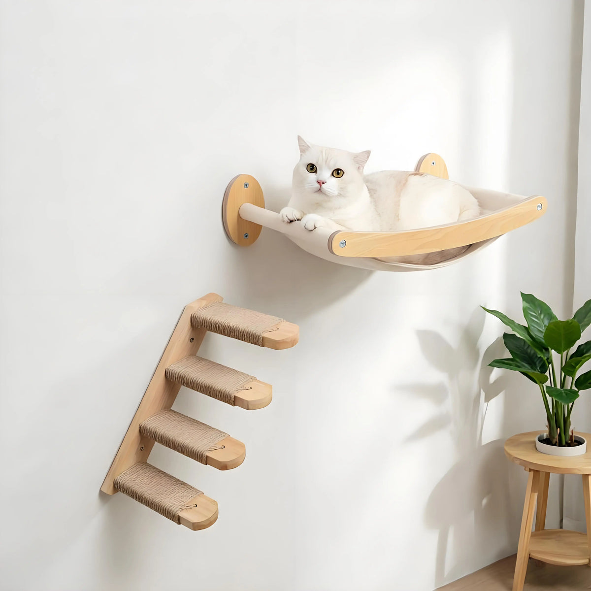 CWV Wall Mounted Cat Hammock Stairway And Sisal Scratching Shelf