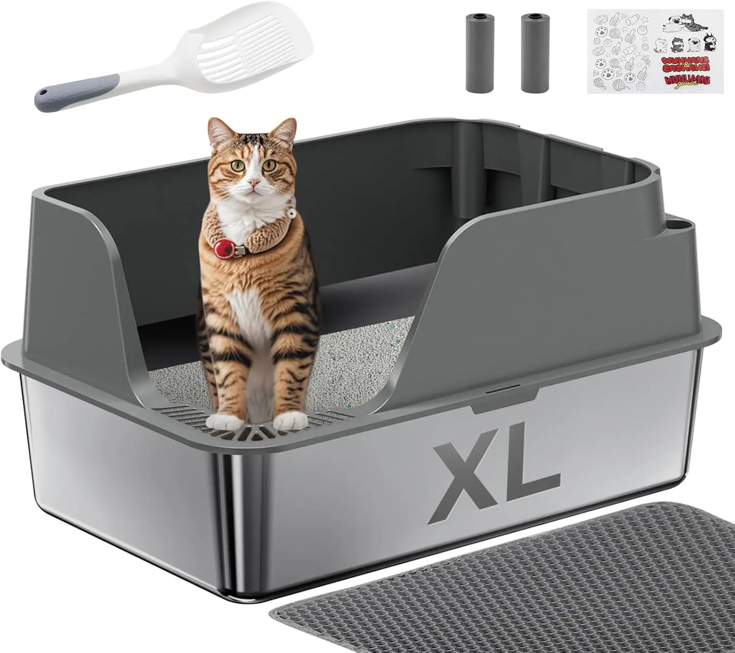 Stainless Steel Cat Litter Box Splash Proof Leak Proof