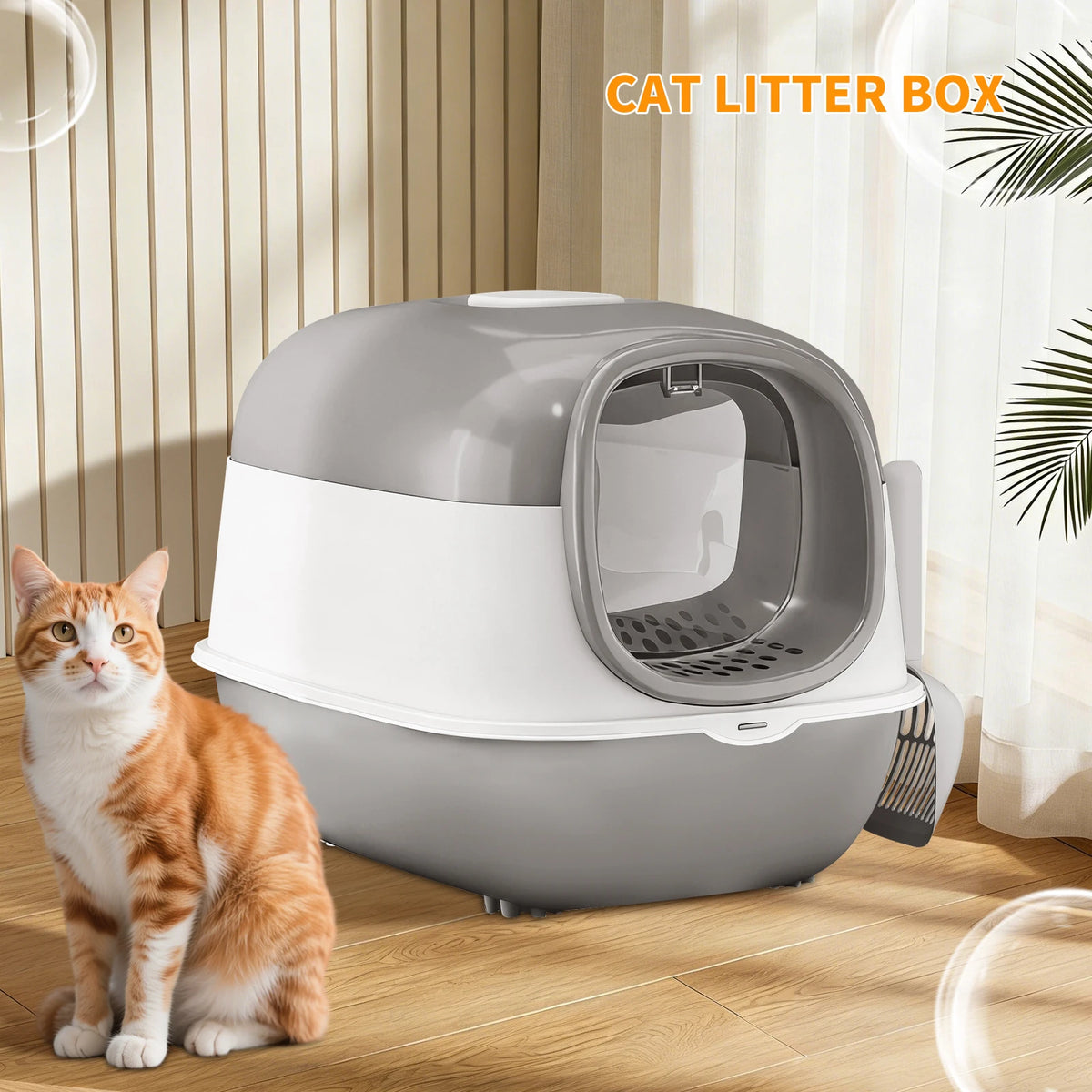 Switchable Open Semi Enclosed Cat Litter Box For Multi Cats