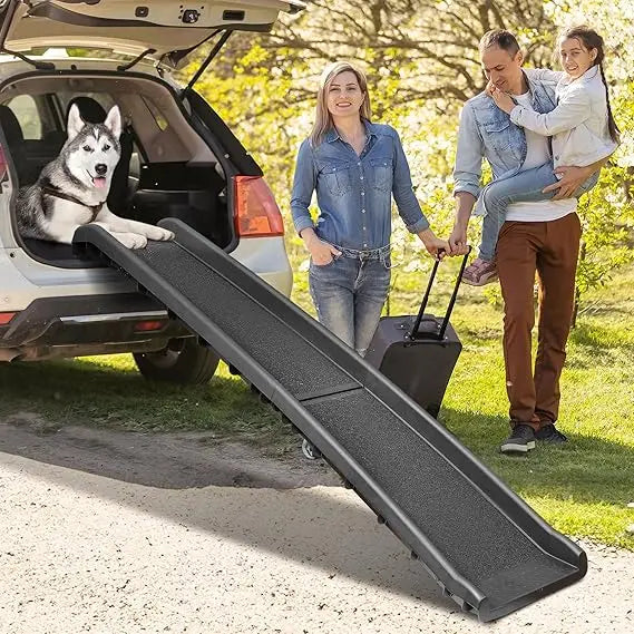 Folding Dog Ramp for Cars SUVs Non Slip Raised Rails