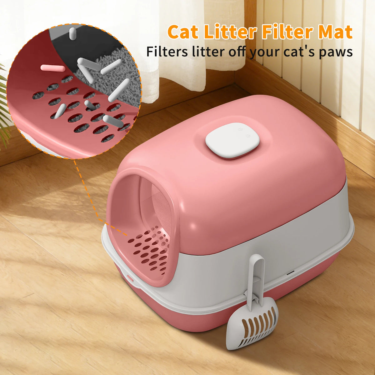 Switchable Open Semi Enclosed Cat Litter Box For Multi Cats