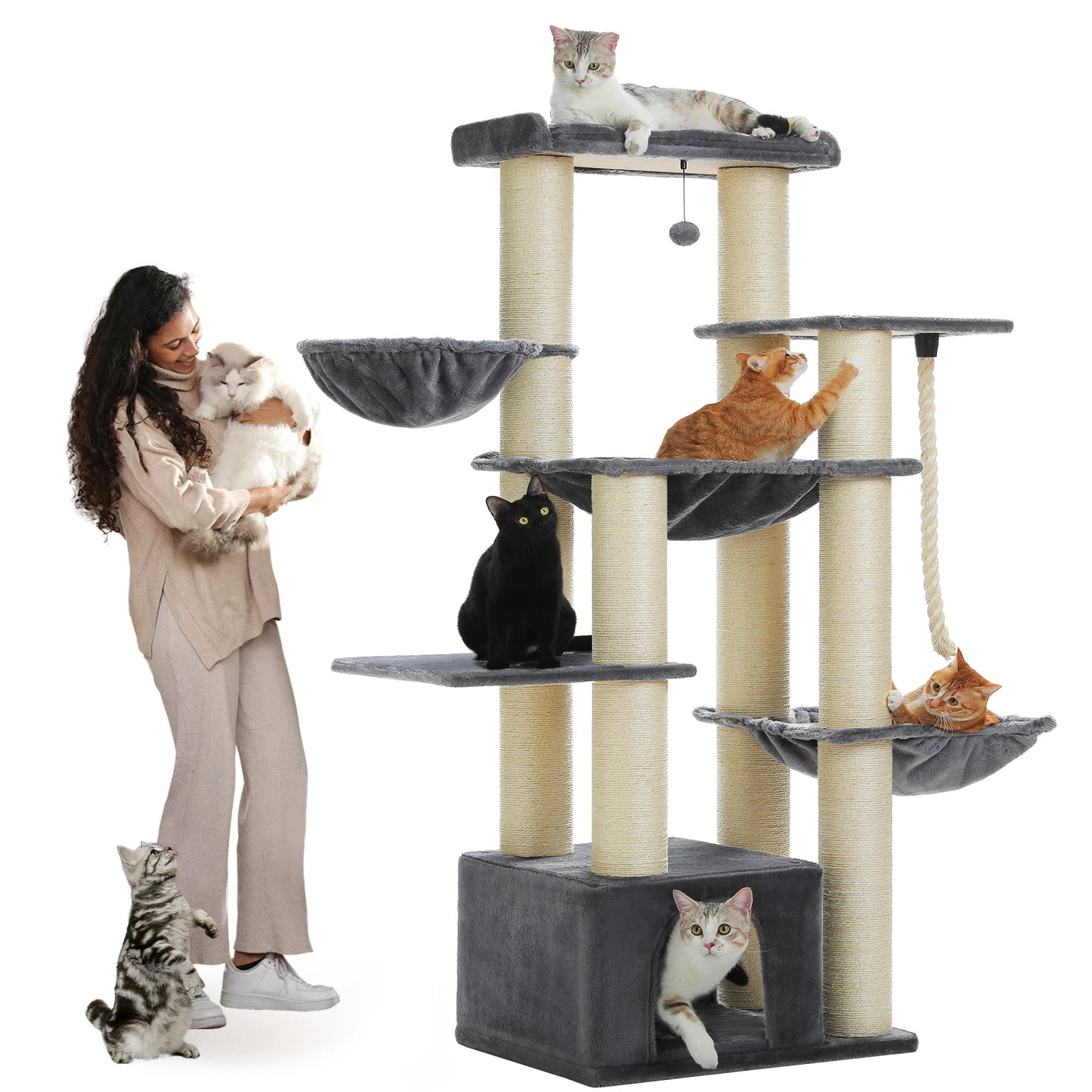 PAWZ Road Cat Tree Tower With Multiple Levels And Hammock