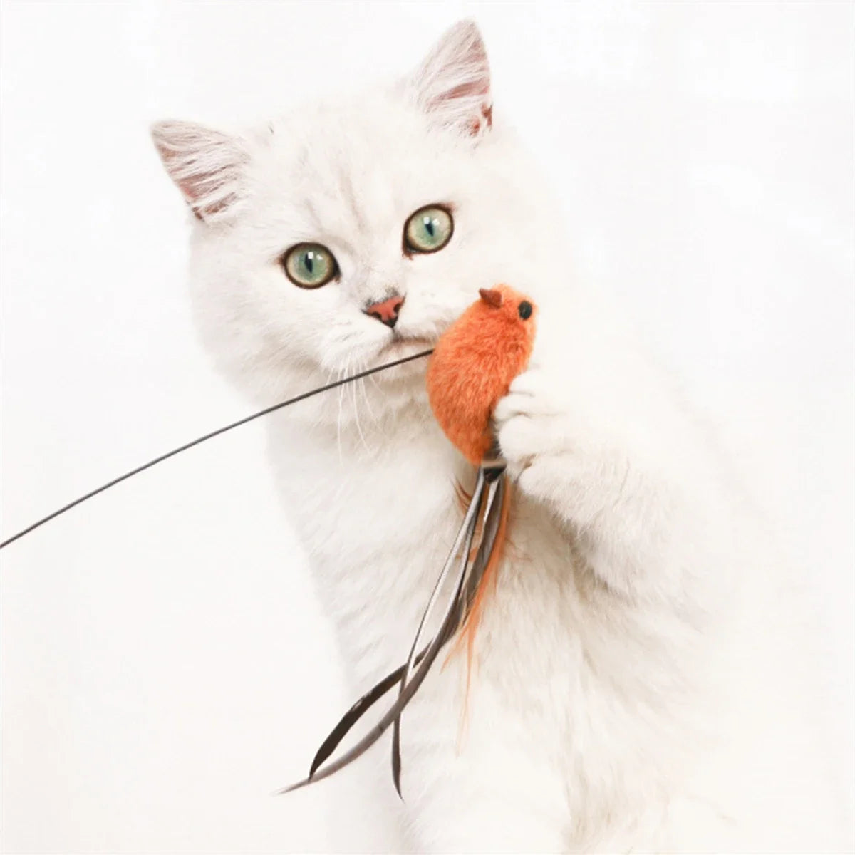 Feather Cat Teaser Wand Toy With Epoxy Sucker Steel Wire