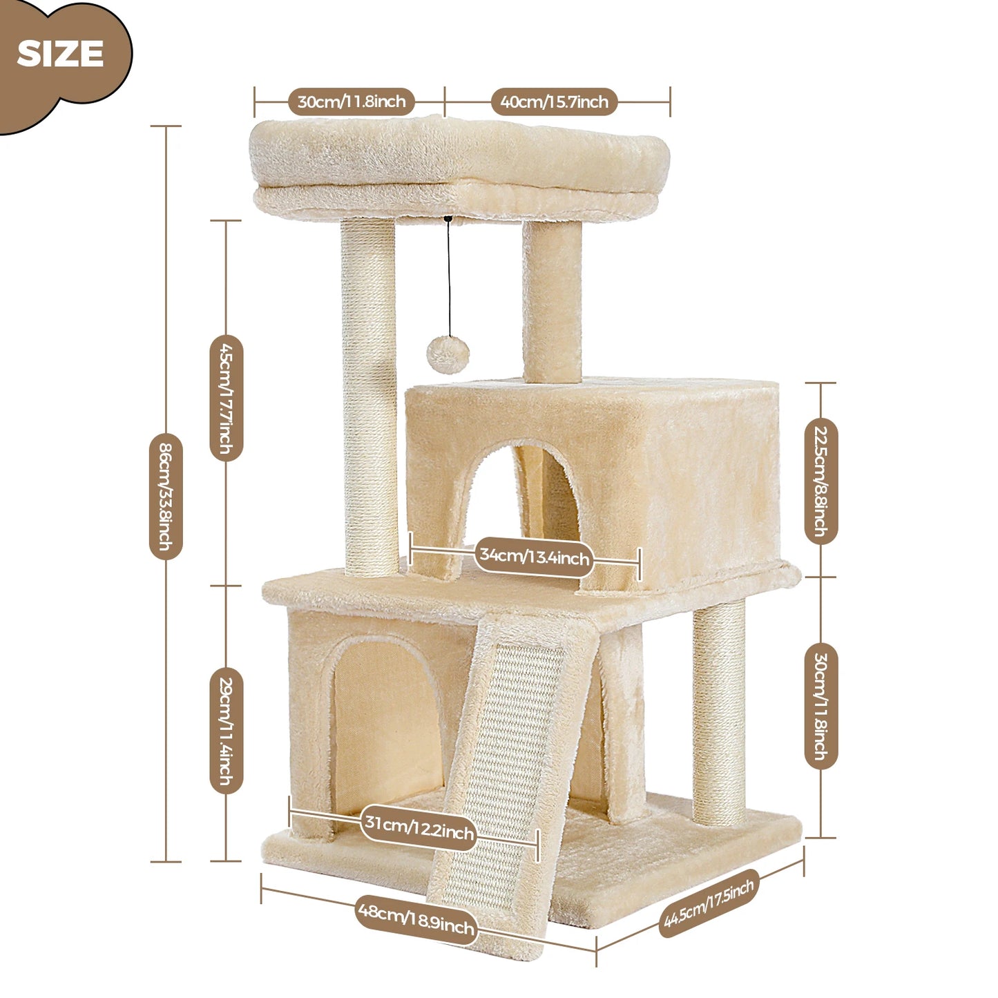 PEQULTICN Large Cat Tree For Indoor Cats Multi Level Tower