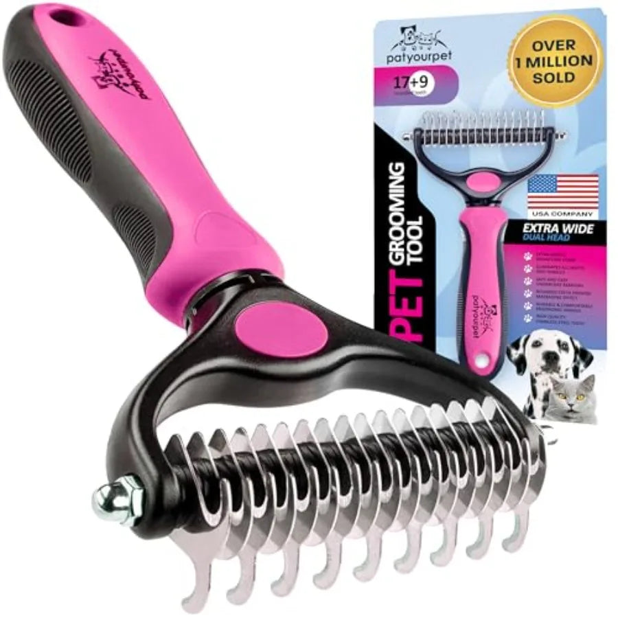 Deshedding Double-Sided Grooming Brush For Cats And Dogs