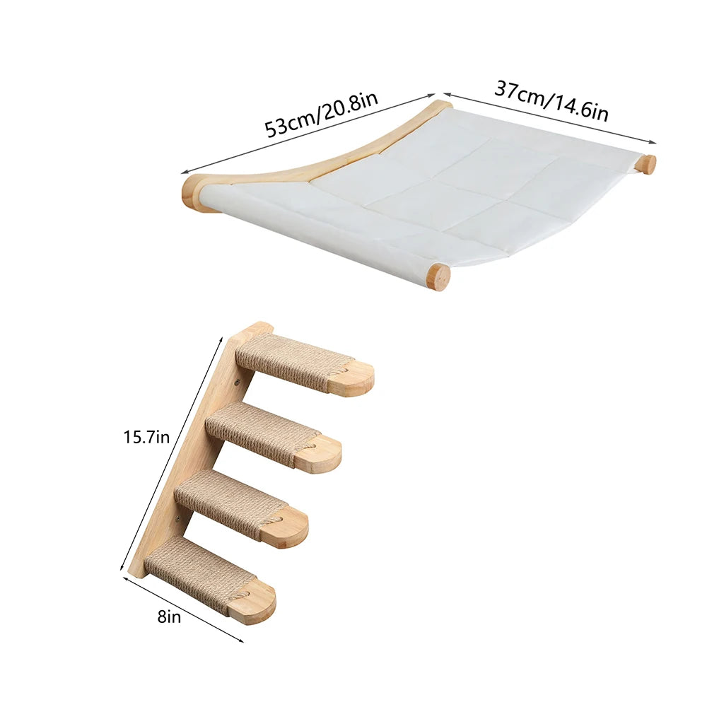 CWV Wall Mounted Cat Hammock Climbing Perch With Sisal Scratcher