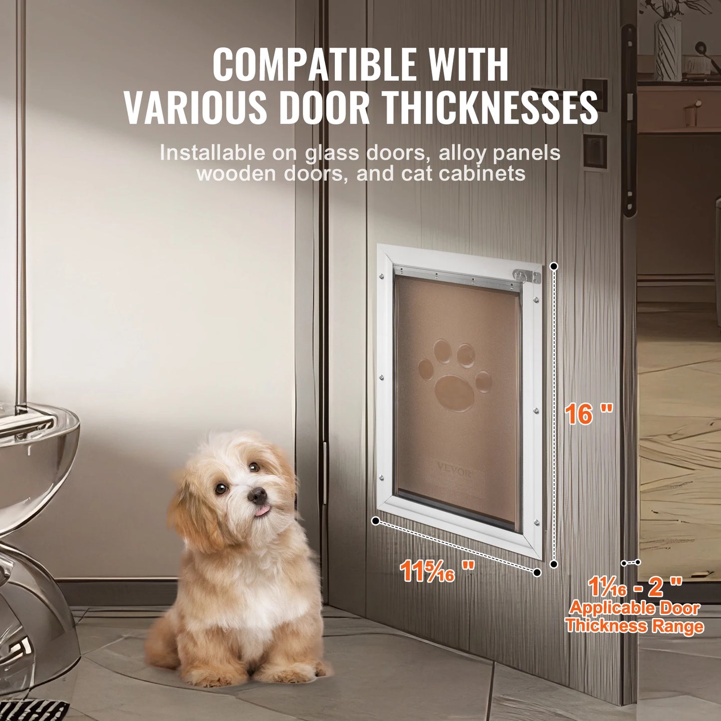 Dog Door Aluminum Frame Weatherproof Flap System With Lock