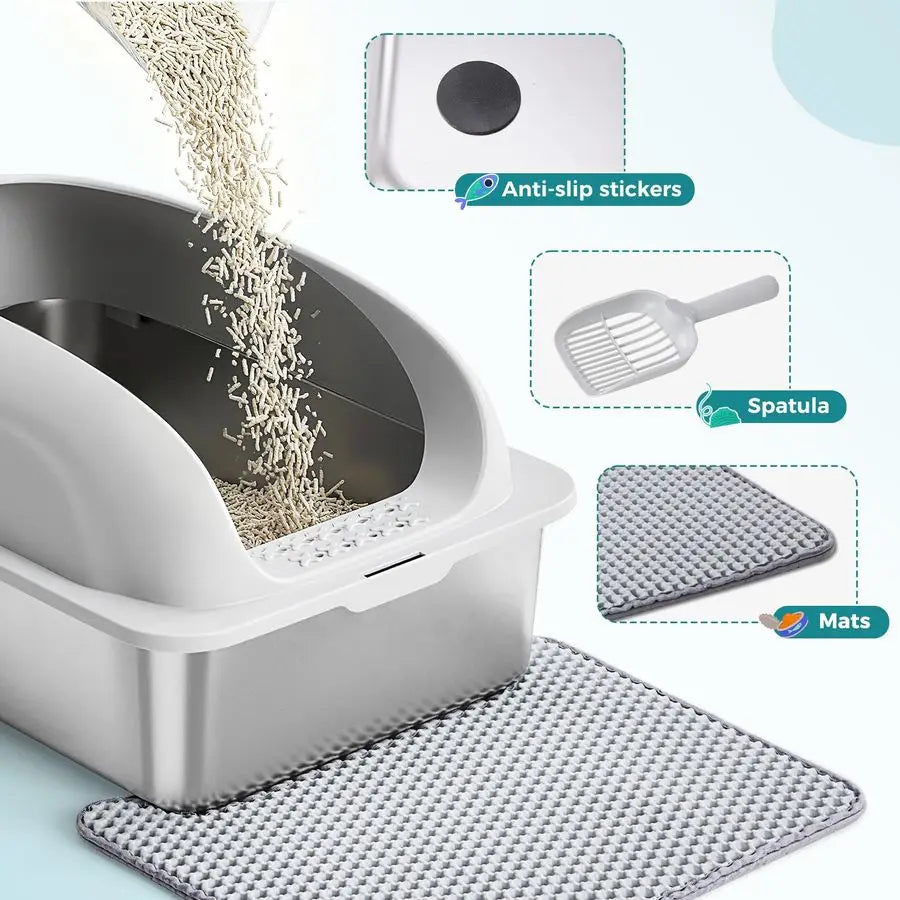 Stainless Steel Cat Litter Box With Lid For Easy Cleaning