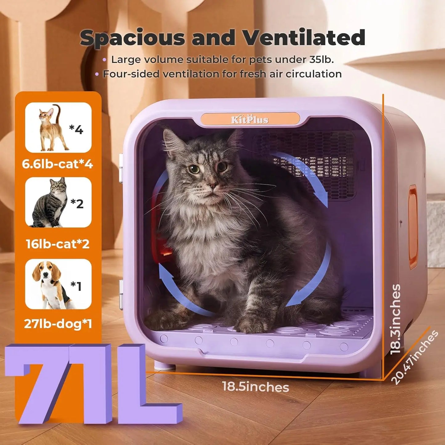 Ultra Quiet Pet Dryer Box With Smart Temp Control System