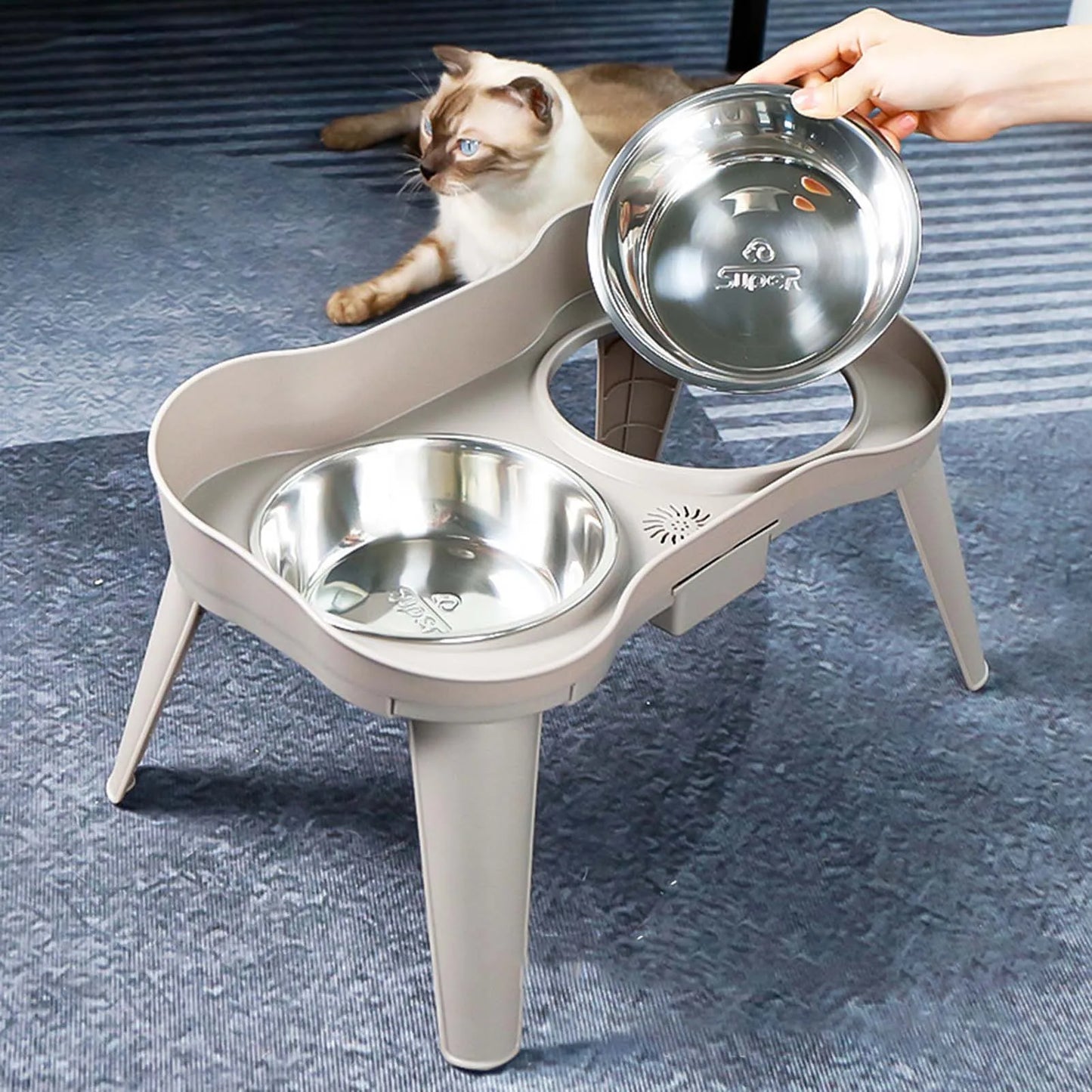 Elevated Stainless Steel Dog Feeder Bowl Non Slip No Spill