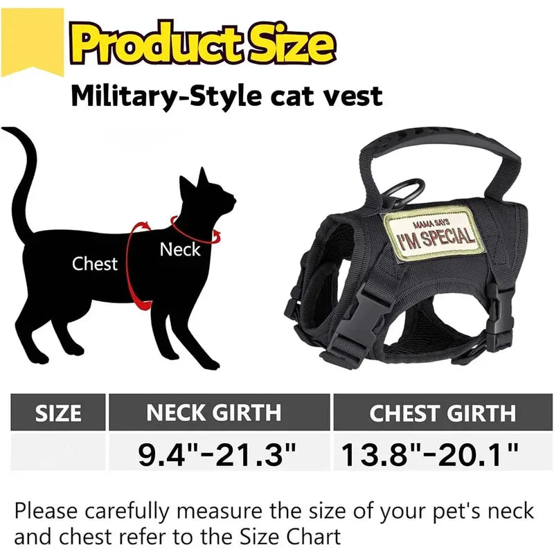 Decoration Ribbons Tactical Cat Dog Harness Leash Soft Mesh Vest
