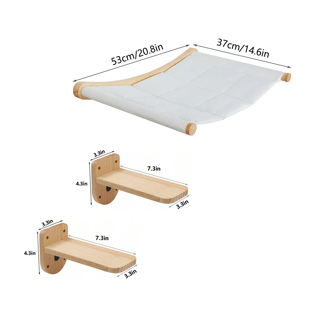 CWV Wall Mounted Cat Hammock Climbing Perch With Sisal Scratcher