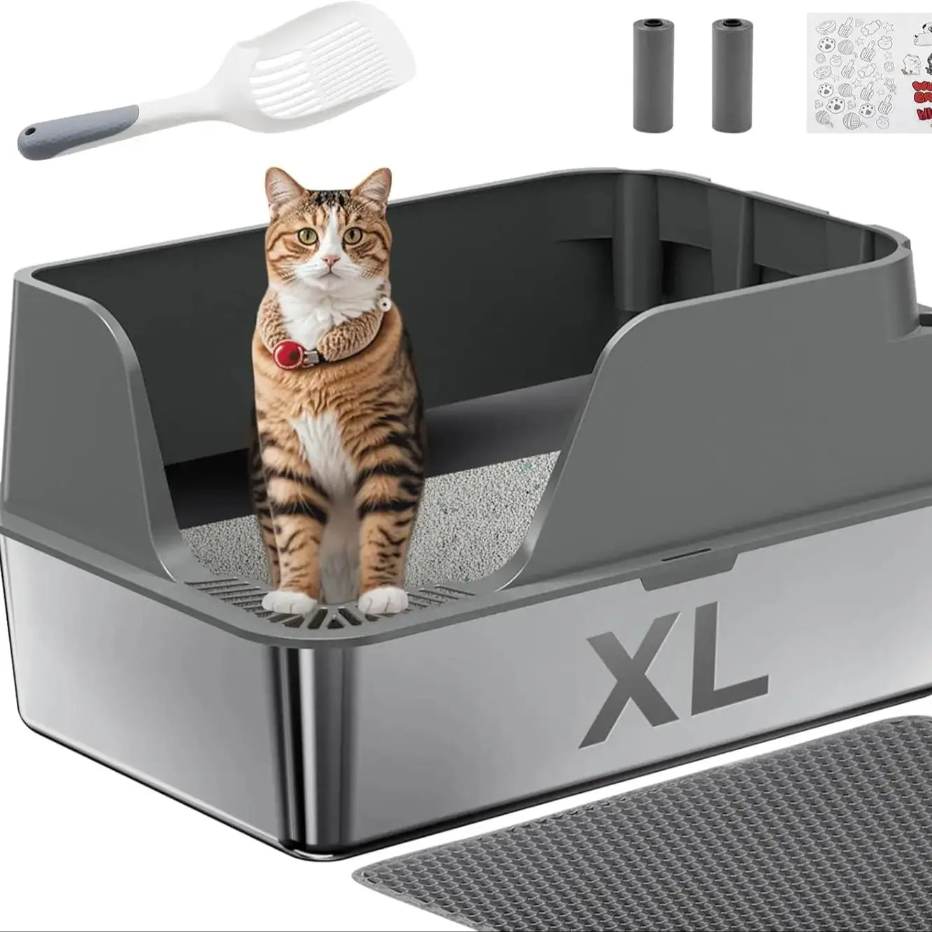 Stainless Steel Cat Litter Box Splash Proof Leak Proof