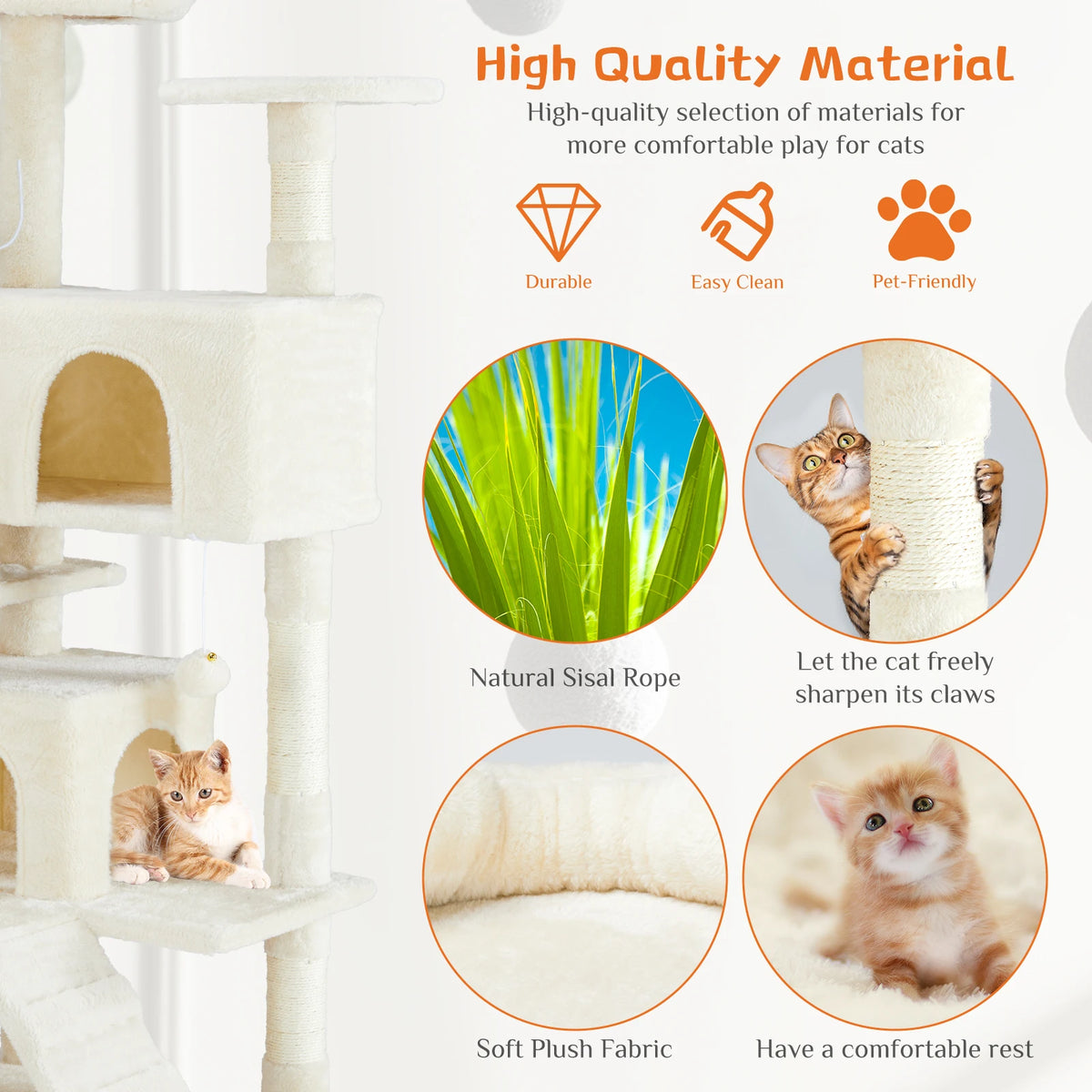JHK Multi Level Cat Tree Tower With Scratching Post And Platforms