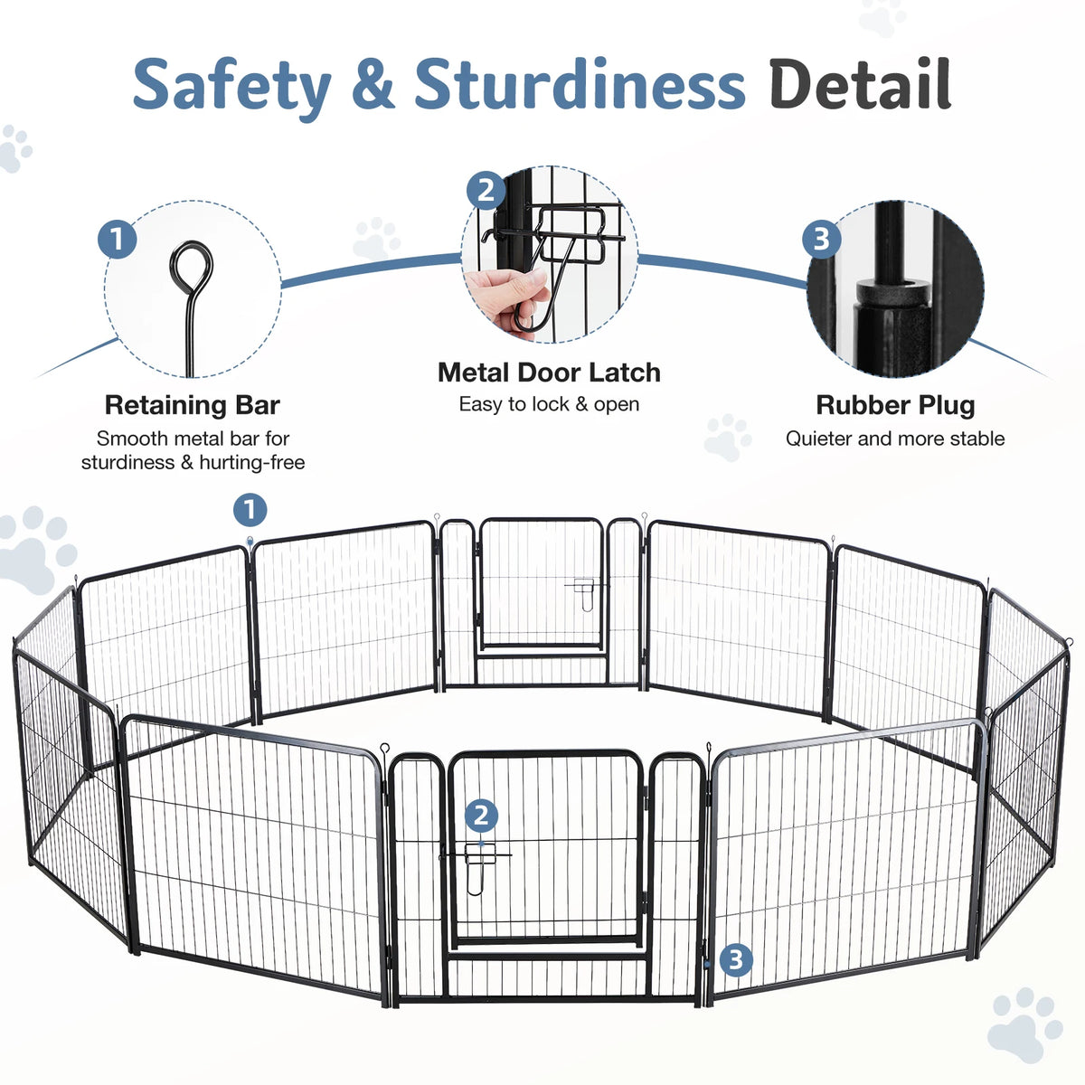 JHK Metal Dog Playpen Foldable Pet Fence Indoor Outdoor Use
