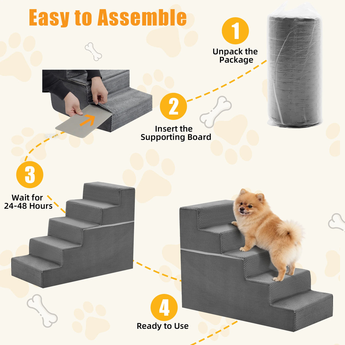 Curved Foam Dog Stairs Ramp Non Slip Indoor Climbing Aid
