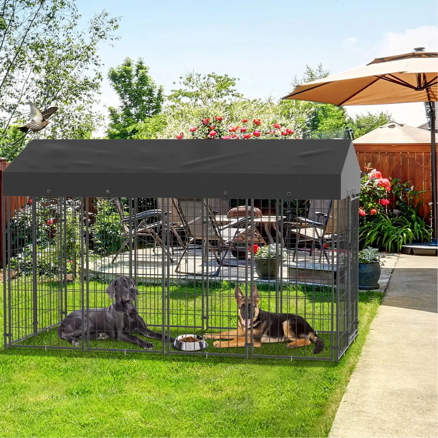 Outdoor Iron Dog Cage Run Enclosure Playpen With Roof