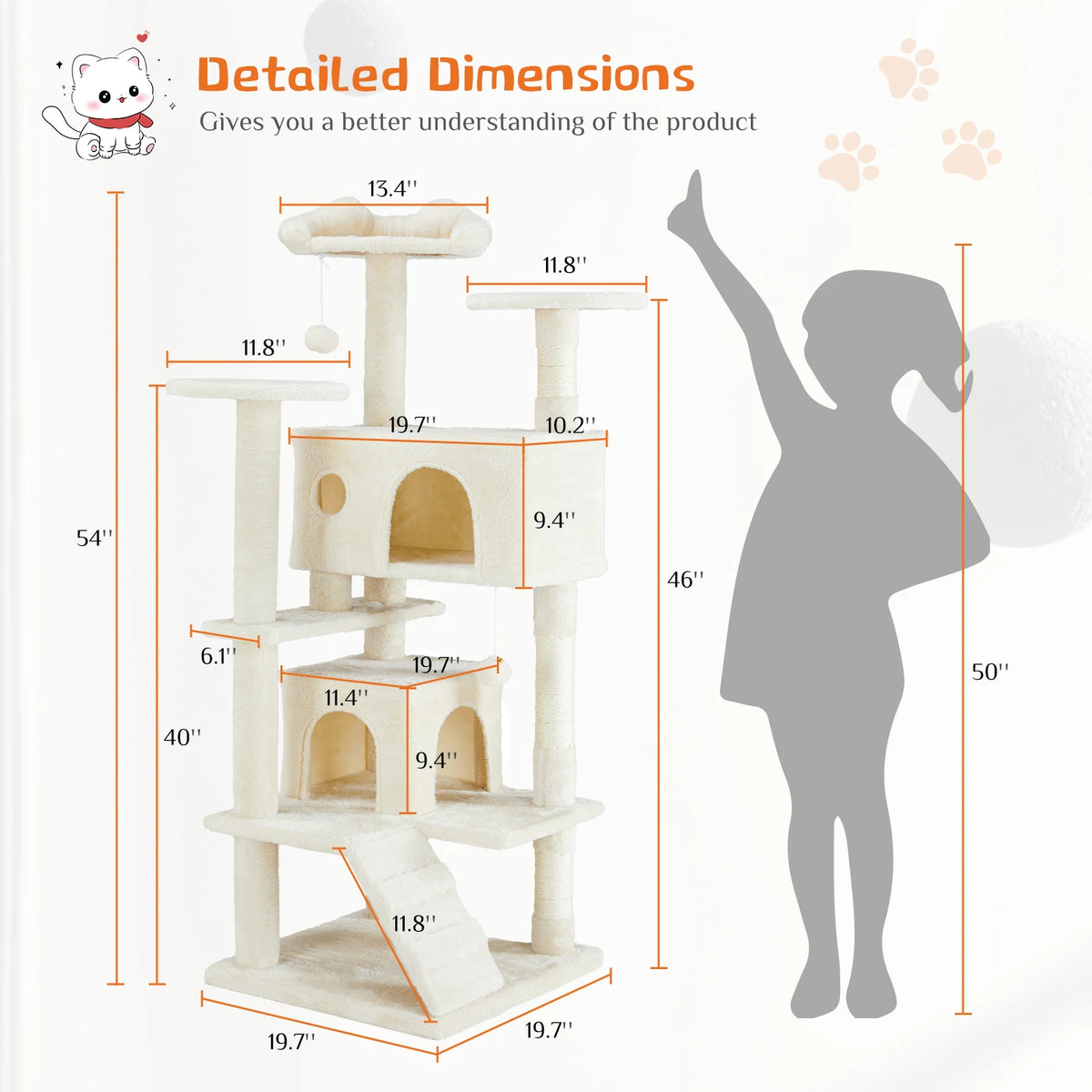 JHK Multi Level Cat Tree Tower With Scratching Post And Platforms