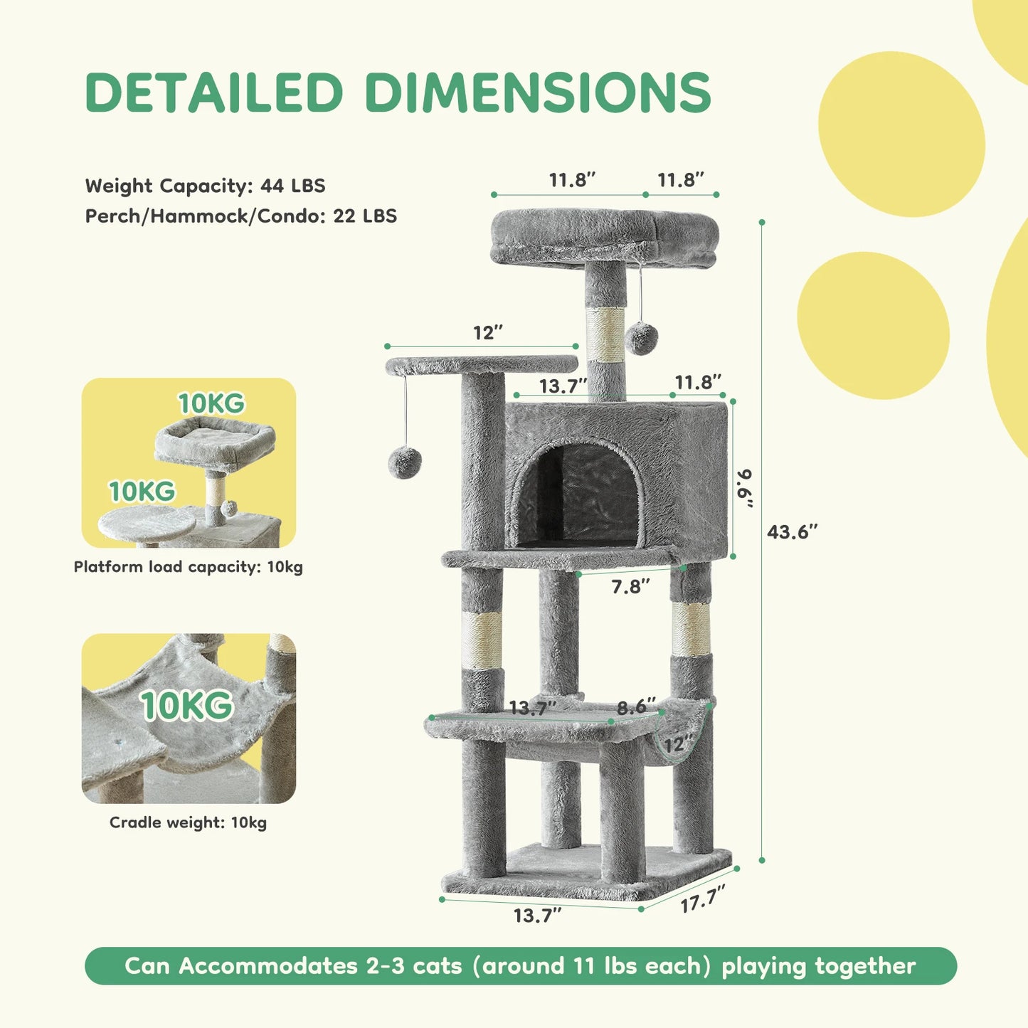 JHK Multi Cat Climbing Cat Tree Tower For Indoor Cats