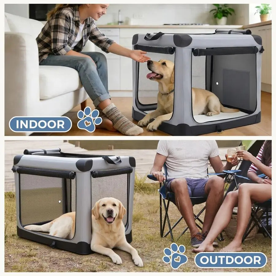 Portable Foldable Dog Crate Travel Carrier With Storage Bag