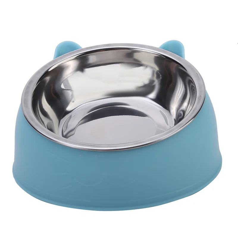 Inclined Cat And Dog Feeding Bowls Kitten Puppy Stainless Steel