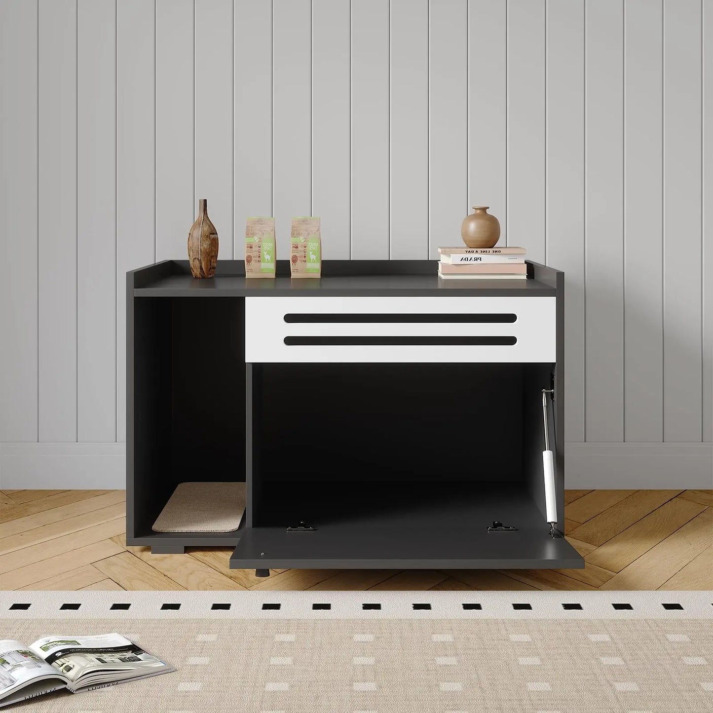 Studyset Cat Litter Box Furniture With Flip Down Door