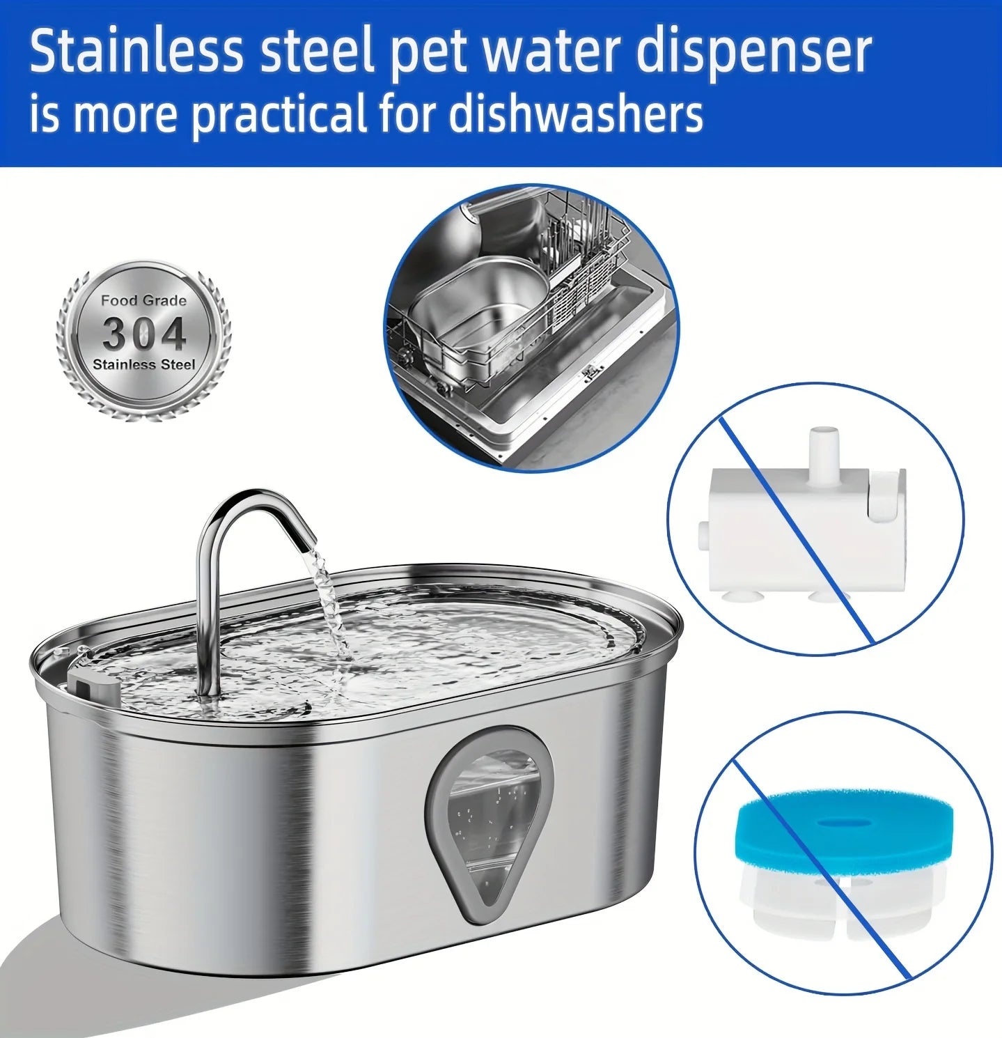 NPET Automatic Cat Water Fountain Stainless Steel