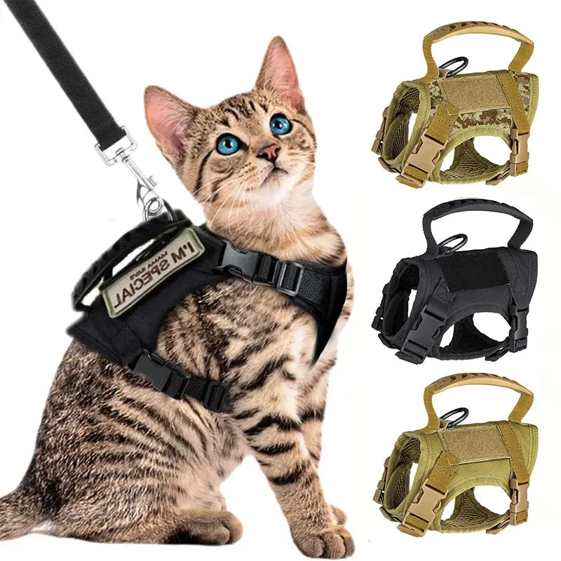 Decoration Ribbons Tactical Cat Dog Harness Leash Soft Mesh Vest