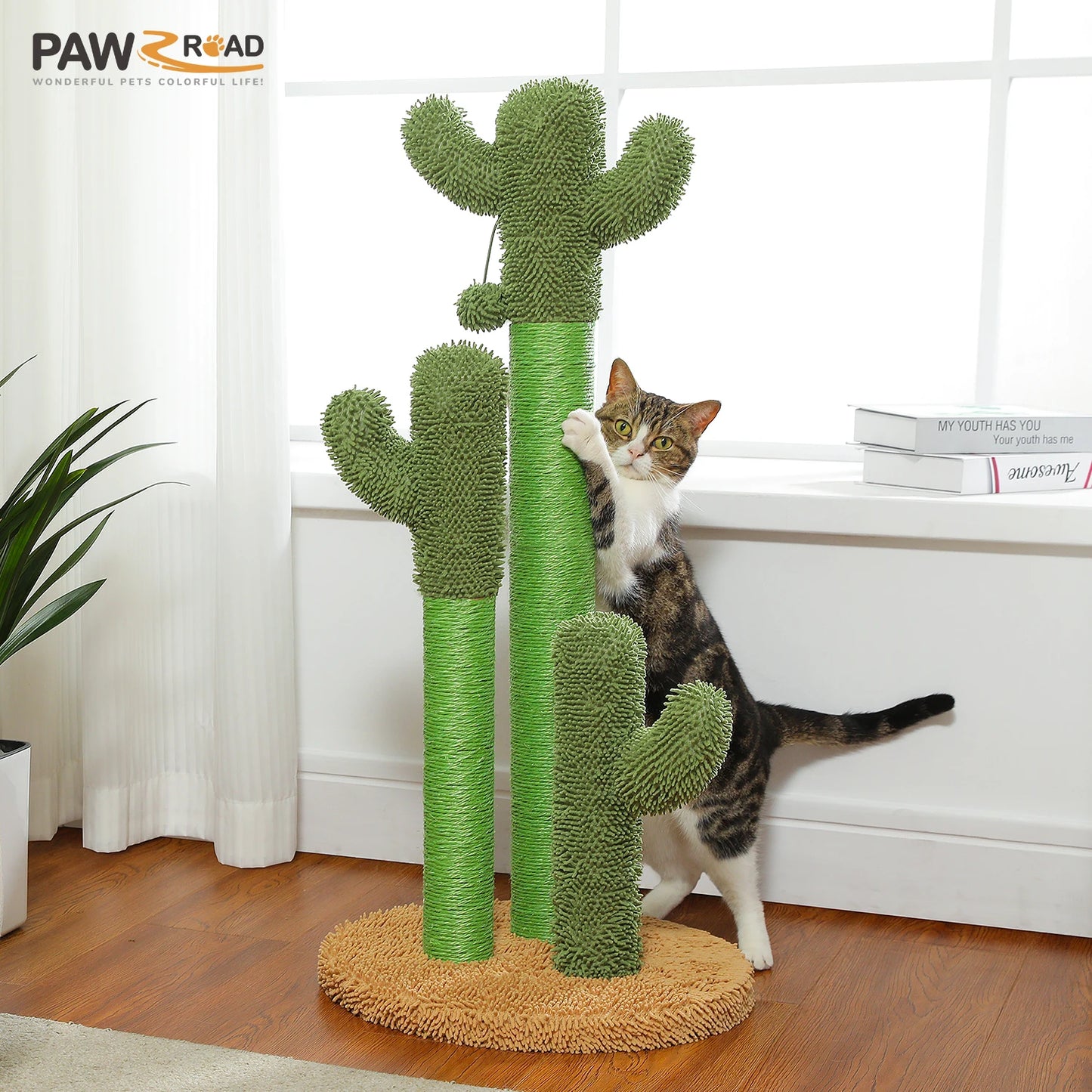 PEQULTICN Cactus Cat Tree With Condo Hammock Scratching Post Indoor