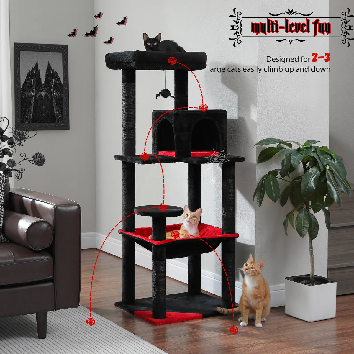 PAWZ Road Gothic Cat Tree With Hammock Scratching Condo